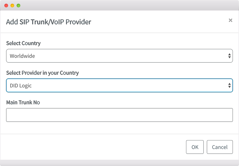 DID Logic is a built-in trunk in 3CX PBX
